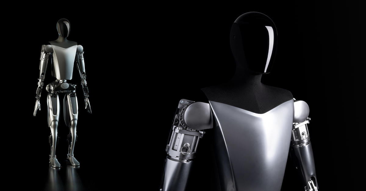 Tesla AI day promo image with androids